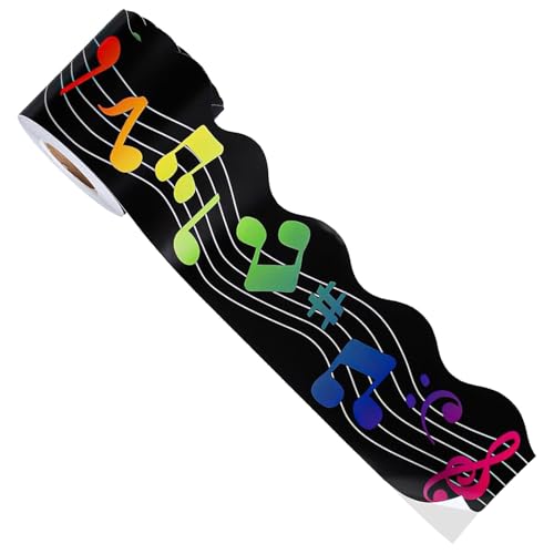 Überbobelte Bulletin Board Border Musical Notes Bulletin Board Aufkleber Schwarze Wellen Grenzverkleidung Für Klassenzimmer Schwarze Wellen Trimmbörse Grenzen Für Schuldekorationen von HLBEST