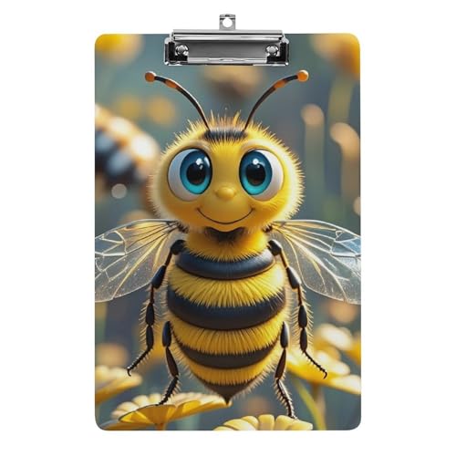 Bienen-Klemmbrett mit Aufhängeloch, 8,5 x 12,5 Zoll, Standard-A4-Klemmbrett aus Acryl, ultraleichter und bruchsicherer Papierhalter für Büro, Zuhause von HLBSDM