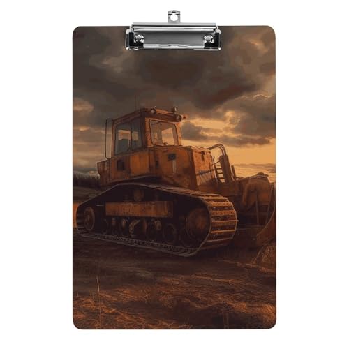 Bulldozer Abend-Klemmbrett mit Aufhängeloch, 8,5 x 12,5 Zoll Standard-A4-Klemmbrett aus Acryl, ultraleichter und bruchsicherer Papierhalter für Büro, Zuhause von HLBSDM