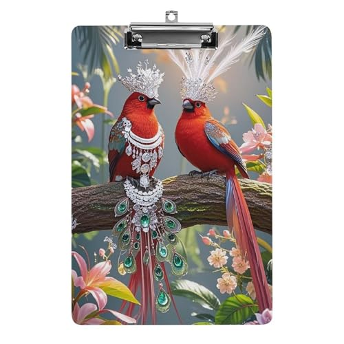 Couple Little Bird Klemmbrett mit Loch zum Aufhängen, 21,6 x 31,8 cm Standard-A4-Klemmbrett aus Acryl, ultraleicht und bruchsicher, Papierhalter für Büro und Zuhause von HLBSDM