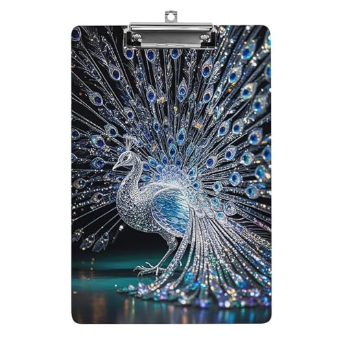 Crystal Peacock Klemmbrett mit Loch zum Aufhängen, 8,5 x 12,5 Zoll Standard-A4-Klemmbrett aus Acryl, ultraleichter und bruchsicherer Papierhalter für Büro und Zuhause von HLBSDM