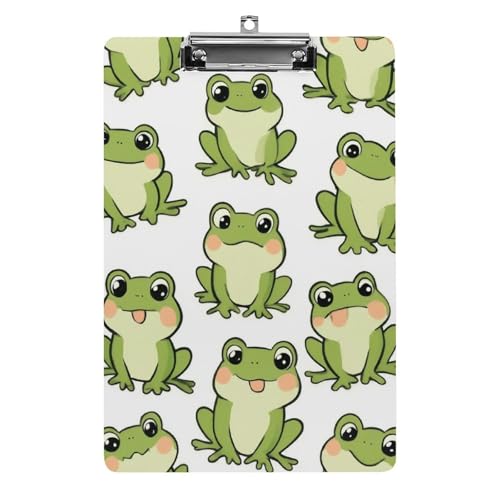 Damen-Klemmbrett aus Acryl mit flachem Clip, Schreibtisch- und Bürobedarf, Zubehör, niedlicher Frosch von HLBSDM