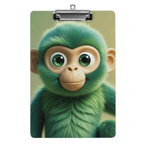 Grünes Clever Monkey-Klemmbrett mit Aufhängeloch, 8,5 x 12,5 Zoll, Standard-A4-Klemmbrett aus Acryl, ultraleichter und bruchsicherer Papierhalter für Büro und Zuhause von HLBSDM