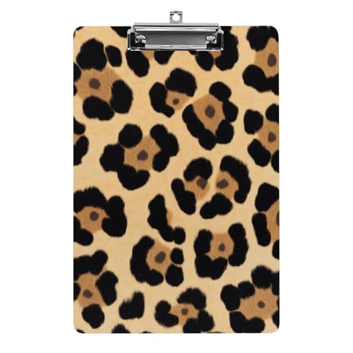 Klemmbrett aus Acryl für Herren mit flachem Clip, Schreibtisch- und Bürobedarf, Zubehör, Wildtier, Gepard, Leopardenmuster von HLBSDM