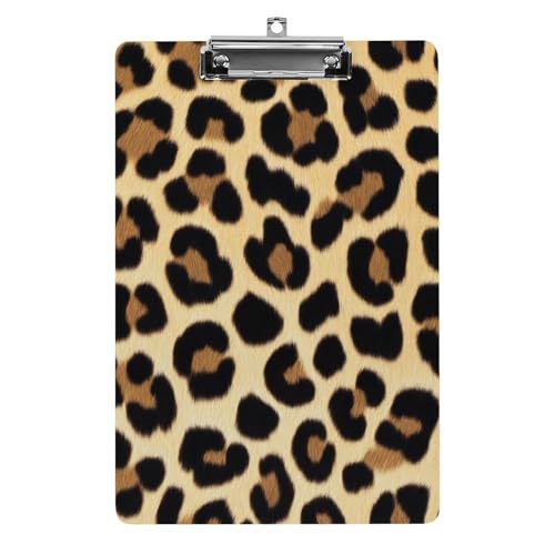 Klemmbrett aus Acryl für Herren mit flachem Clip, Schreibtisch- und Bürobedarf, Zubehör, Wildtier, Gepard, Leopardenmuster von HLBSDM