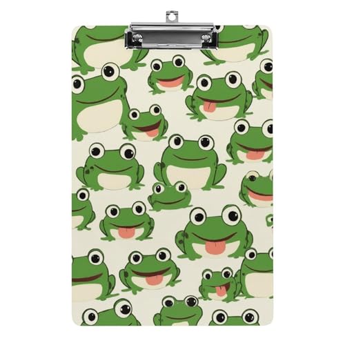 Klemmbrett aus Acryl für Herren mit flachem Clip, Schreibtisch- und Bürobedarf, Zubehör, niedlicher Frosch von HLBSDM