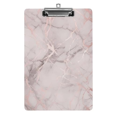 Klemmbrett aus rosa Marmor mit Loch zum Aufhängen, 21,6 x 31,8 cm, Standard-A4-Klemmbrett aus Acryl, ultraleichter und bruchsicherer Papierhalter für Büro und Zuhause von HLBSDM