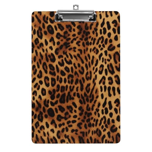 Klemmbrett mit Leopardenmuster und Loch zum Aufhängen, 21,6 x 31,8 cm, Standard-A4-Klemmbrett aus Acryl, ultraleicht und bruchsicher, Papierhalter für Büro und Zuhause von HLBSDM