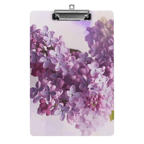 Klemmbrett mit lila Blumen und Loch zum Aufhängen, 21,6 x 31,8 cm, Standard-A4-Klemmbrett aus Acryl, ultraleicht und bruchsicher, Papierhalter für Büro und Zuhause von HLBSDM