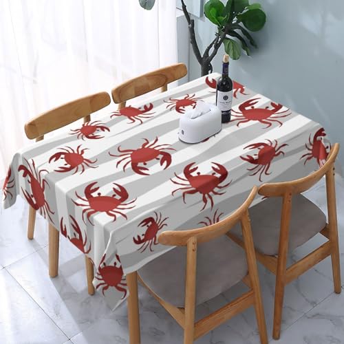 Krabben-Tischdecke, rechteckige Tischdecke, waschbar, Picknick-Tischdecke, wasserdichte Tischdecken aus Polyester für Party, Camping, Urlaub, Küche (137,2 x 183,9 cm) von HLBSDM