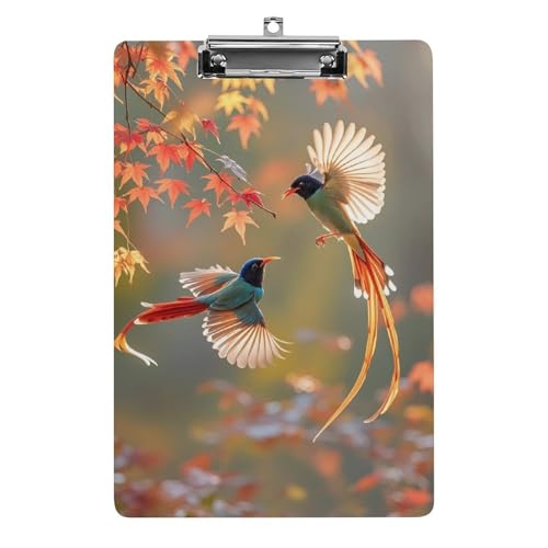 Kuckuckspaar-Klemmbrett mit Aufhängeloch, 21,6 x 31,8 cm, Standard-A4-Klemmbrett aus Acryl, ultraleichter und bruchsicherer Papierhalter für Büro und Zuhause von HLBSDM