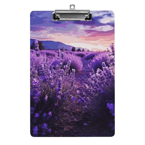 Lila Lavendel Klemmbrett mit Loch zum Aufhängen, 8,5 x 12,5 Zoll Standard A4 Acryl Klemmbrett, Ultraleichter und bruchsicherer Papierhalter für Büro, Zuhause von HLBSDM