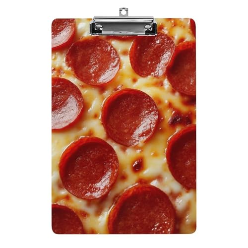 Modisches Klemmbrett aus Acryl mit flachem Clip für Schreibtisch, Bürobedarf, Zubehör für Damen und Herren, Pizza von HLBSDM