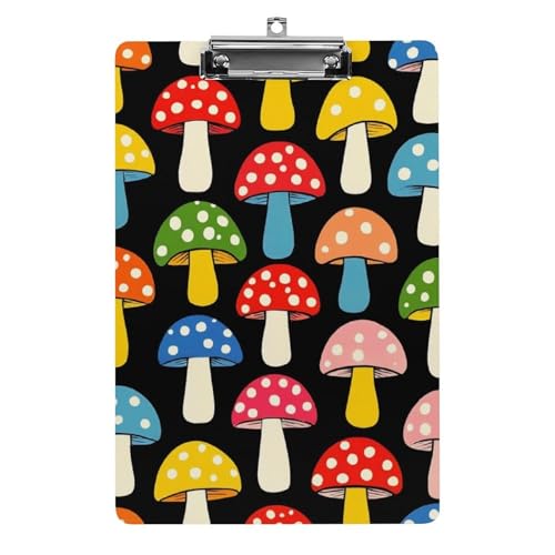 Niedliches Klemmbrett aus Acryl, Standardbuchstaben, Größe A4, Schreibtisch, Bürobedarf, Zubehör, niedliche Pilze, Damen, lustiger Pilz von HLBSDM