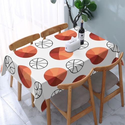 Rechteckige Tischdecke mit Basketball-Motiv, waschbar, wasserdicht, für Partys, Camping, Urlaub, Picknick, Herbstdekoration, Küche (137,2 x 183,9 cm) von HLBSDM