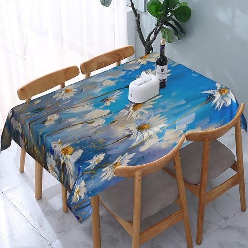 Rechteckige Tischdecke mit Blumen-Ölgemälde und Gänseblümchen-Motiv, wasserdicht, abwischbar, waschbar, Tischdecke aus Polyestergewebe für Esszimmer, Party, Küche, Dekoration, Outdoor, Camping, Pic Rechteckige Tischdecke mit Blumen-Ölgemälde und Gänseblümchen-Motiv, wasserdicht, abwischbar, waschbar, Tischdecke aus Polyestergewebe für Esszimmer, Party, Küche, Dekoration, Outdoor, Camping, Pic von HLBSDM