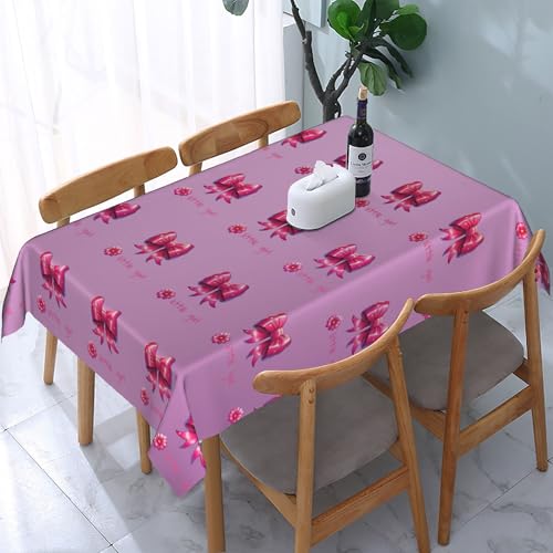 Rechteckige Tischdecke mit Blumen- und Rosa-Buchstaben, wasserdicht, abwischbar, waschbar, Tischdecke aus Polyestergewebe für Esszimmer, Party, Küche, Dekoration, Outdoor, Camping, Picknick, 137,2 Rechteckige Tischdecke mit Blumen- und Rosa-Buchstaben, wasserdicht, abwischbar, waschbar, Tischdecke aus Polyestergewebe für Esszimmer, Party, Küche, Dekoration, Outdoor, Camping, Picknick, 137,2 von HLBSDM