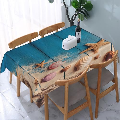 Rechteckige Tischdecke mit Holz- und Strandmotiv, wasserdicht, abwischbar, waschbar, Polyestergewebe, Tischdecke für Esszimmer, Party, Küche, Dekoration, Outdoor, Camping, Picknick, 137,2 x 183,9 c Rechteckige Tischdecke mit Holz- und Strandmotiv, wasserdicht, abwischbar, waschbar, Polyestergewebe, Tischdecke für Esszimmer, Party, Küche, Dekoration, Outdoor, Camping, Picknick, 137,2 x 183,9 c von HLBSDM