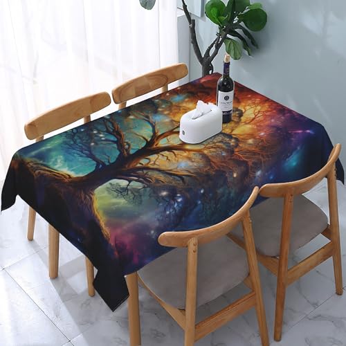 Rechteckige Tischdecke mit Lebensbaum-Regenbogenmotiv, wasserdicht, abwischbar, waschbar, Tischdecke aus Polyestergewebe für Esszimmer, Party, Küche, Dekoration, Outdoor, Camping, Picknick, 137,2 x Rechteckige Tischdecke mit Lebensbaum-Regenbogenmotiv, wasserdicht, abwischbar, waschbar, Tischdecke aus Polyestergewebe für Esszimmer, Party, Küche, Dekoration, Outdoor, Camping, Picknick, 137,2 x von HLBSDM