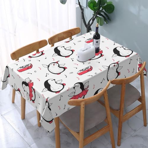 Rechteckige Tischdecke mit Pinguin-Motiv, waschbar, wasserdicht, für Partys, für Camping, Urlaub, Picknick, Küche, 137,2 x 183,9 cm Rechteckige Tischdecke mit Pinguin-Motiv, waschbar, wasserdicht, für Partys, für Camping, Urlaub, Picknick, Küche, 137,2 x 183,9 cm von HLBSDM