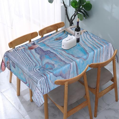 Rechteckige Tischdecke mit Seestern-Holz-Ozean-Motiv, wasserdicht, abwischbar, waschbar, Tischdecke aus Polyestergewebe für Esszimmer, Party, Küche, Dekoration, Outdoor, Camping, Picknick, 137,2 x Rechteckige Tischdecke mit Seestern-Holz-Ozean-Motiv, wasserdicht, abwischbar, waschbar, Tischdecke aus Polyestergewebe für Esszimmer, Party, Küche, Dekoration, Outdoor, Camping, Picknick, 137,2 x von HLBSDM