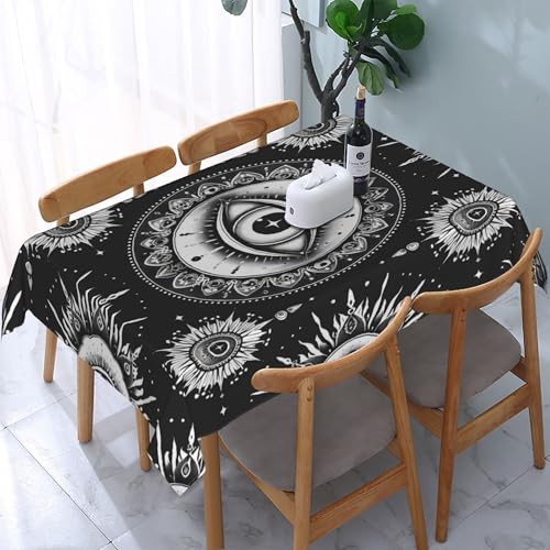 Rechteckige Tischdecke mit Teufelsauge, schwarz-weiß, wasserdicht, abwischbar, waschbar, Tischdecke aus Polyestergewebe für Esszimmer, Party, Küche, Dekoration, Outdoor, Camping, Picknick, 137,2 x Rechteckige Tischdecke mit Teufelsauge, schwarz-weiß, wasserdicht, abwischbar, waschbar, Tischdecke aus Polyestergewebe für Esszimmer, Party, Küche, Dekoration, Outdoor, Camping, Picknick, 137,2 x von HLBSDM