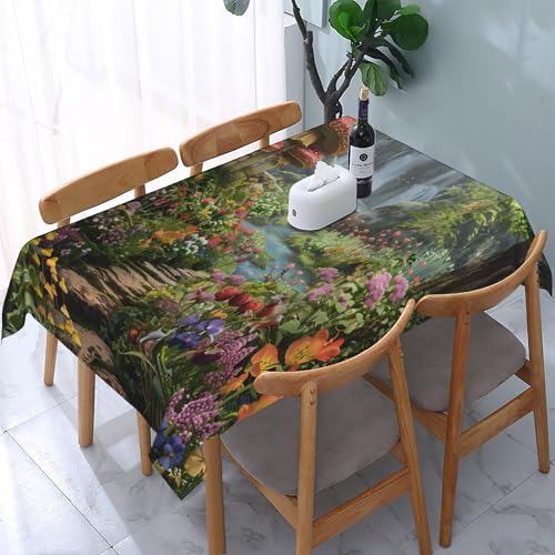 Rechteckige Tischdecke mit Waldblumen-Wasserfall, wasserdicht, abwischbar, waschbar, Tischdecke aus Polyestergewebe für Esszimmer, Party, Küche, Dekoration, Outdoor, Camping, Picknick, 137,2 x 183, Rechteckige Tischdecke mit Waldblumen-Wasserfall, wasserdicht, abwischbar, waschbar, Tischdecke aus Polyestergewebe für Esszimmer, Party, Küche, Dekoration, Outdoor, Camping, Picknick, 137,2 x 183, von HLBSDM