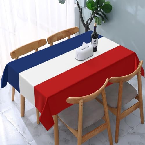 Rechteckige Tischdecke mit französischer Flagge, waschbar, wasserdicht, für Partys, Camping, Urlaub, Picknick, Herbstdekoration, Küche (137,2 x 183,9 cm) von HLBSDM