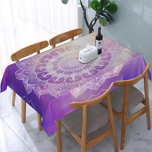 Rechteckige Tischdecke mit lila-weißem Mandala-Blumenmotiv, wasserdicht, abwischbar, waschbar, Tischdecke aus Polyestergewebe für Esszimmer, Party, Küche, Dekoration, Outdoor, Camping, Picknick, 13 Rechteckige Tischdecke mit lila-weißem Mandala-Blumenmotiv, wasserdicht, abwischbar, waschbar, Tischdecke aus Polyestergewebe für Esszimmer, Party, Küche, Dekoration, Outdoor, Camping, Picknick, 13 von HLBSDM