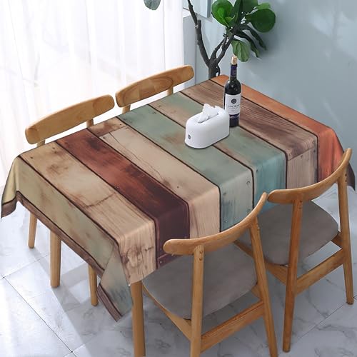 Retro-Brett, Moderne rechteckige Tischdecke, wasserdicht, abwischbar, waschbar, Tischdecke aus Polyestergewebe für Esszimmer, Party, Küche, Dekoration, Outdoor, Camping, Picknick, 137,2 x 183,9 cm Retro-Brett, Moderne rechteckige Tischdecke, wasserdicht, abwischbar, waschbar, Tischdecke aus Polyestergewebe für Esszimmer, Party, Küche, Dekoration, Outdoor, Camping, Picknick, 137,2 x 183,9 cm von HLBSDM