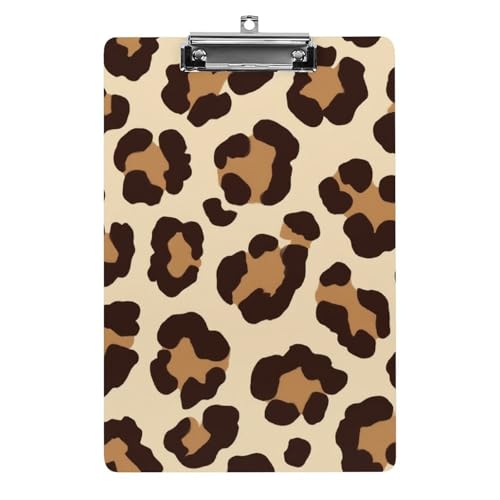 Schreibtisch-Bürobedarf-Zubehör, Unisex, modisches Klemmbrett aus Acryl mit flachem Clip, cooles Geparden-Leopardenmuster von HLBSDM