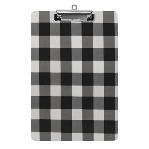 Schwarz-weiß kariertes Klemmbrett mit Aufhängeloch, 8,5 x 12,5 Zoll, Standard-A4-Klemmbrett aus Acryl, ultraleichter und bruchsicherer Papierhalter für Büro und Zuhause von HLBSDM