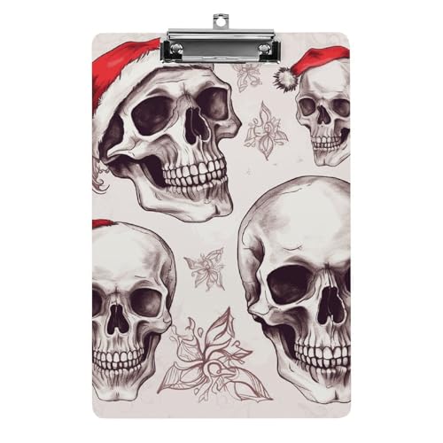 Sketchy Skulls Klemmbrett mit Loch zum Aufhängen, 21,6 x 31,8 cm Standard-A4-Klemmbrett aus Acryl, ultraleichter und bruchsicherer Papierhalter für Büro und Zuhause von HLBSDM