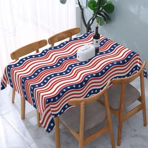 Tischdecke mit Aufschrift „4. Juli“, 137,2 x 183,9 cm, rechteckig, waschbar, Polyester, Picknicktischdecken, wasserdicht, für Camping Tischdecke mit Aufschrift „4. Juli“, 137,2 x 183,9 cm, rechteckig, waschbar, Polyester, Picknicktischdecken, wasserdicht, für Camping von HLBSDM