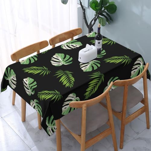 Tischdecke mit Blättern, rechteckige Tischdecke, waschbar, Picknicktischdecke, wasserdichte Tischdecken aus Polyester für Party, Camping, Urlaub, Küche (137,2 x 183,9 cm) von HLBSDM