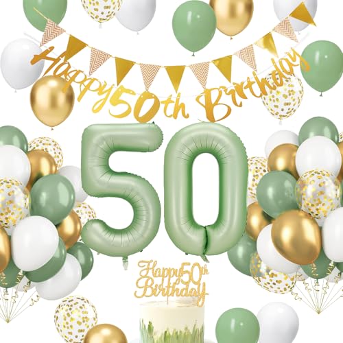 HLEIUKT Grüne Luftballons 50. Geburtstag Deko, Salbei Grün Deko 50 Geburtstag Set, Zahl 50 Luftballons Konfetti Luftballon 50. Geburtstag Ballon für 50. Geburtstag Frau Mann Babydusche Party Deko HLEIUKT Grüne Luftballons 50. Geburtstag Deko, Salbei Grün Deko 50 Geburtstag Set, Zahl 50 Luftballons Konfetti Luftballon 50. Geburtstag Ballon für 50. Geburtstag Frau Mann Babydusche Party Deko von HLEIUKT