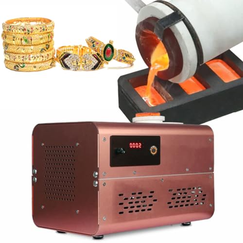 HLGKBY 5000 W Goldschmelzofen mit Graphittiegel, 2 kg elektrischer digitaler Schmelzofen, 1800 ℃ Raffinationsschmelzofen, Gussofen, intelligente präzise Steuerung, 3–5 Minuten für Altsilbergold von HLGKBY
