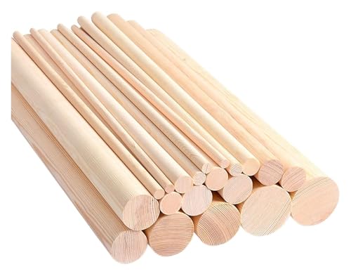 2 Stück Dübelstangen aus Holz, 3–6 cm Durchmesser, 40 cm lang, unbehandelt, runde Hartholzstäbe for Heimwerkerarbeiten(3cm) von HLHLH