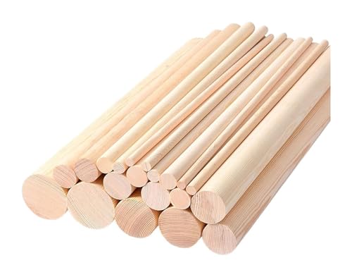 2 Stück Dübelstangen aus Holz, 3–6 cm Durchmesser, unbehandelte runde Hartholzstäbe for Heimwerkerarbeiten, 60 cm lang(3.5cm) von HLHLH