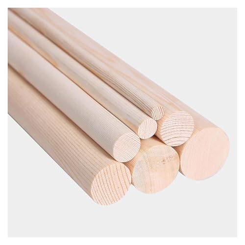 2 Stück Dübelstangen aus Holz, 50 cm lang, unbehandelt, rund, aus Hartholz, for Heimwerkerarbeiten, 1–2,5 cm Durchmesser(2.5cm) von HLHLH