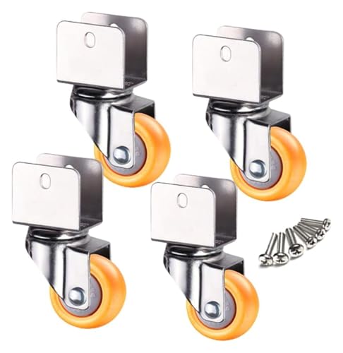 4 Stück Nylon-Möbelrollen for Kinderbetten, 1,5-Zoll-Rad, drehbare Universal-Lenkbremsrolle mit U-Klemme oben, Tragkraft 60 kg, mit Schrauben(4swivel,20mm/0.8in) von HLHLH