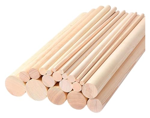 5 Stück Dübelstangen aus Holz, 1–2,5 cm Durchmesser, unbehandelte runde Hartholzstäbe for Heimwerkerarbeiten, 10 cm lang(2.5cm) von HLHLH