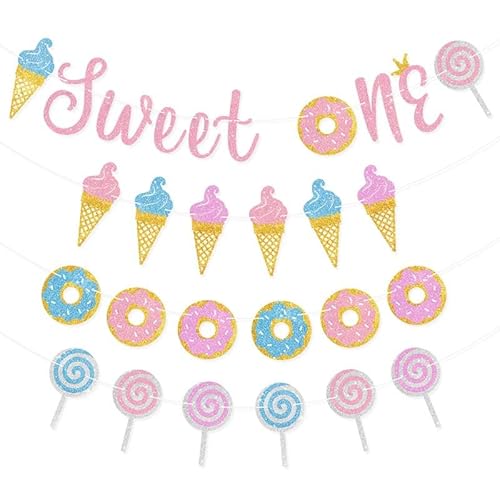 Eiscreme für den ersten Geburtstag, Party-Dekorationen, Sweet One, Banner, Donut für Sommer, Eis, Popsicle Thema, Baby, 1. Geburtstag, Mädchen, Eiscreme, ein Jahr alt, Geburtstagsparty-Zubehör von HLHXMWXY