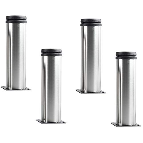 Möbelbeine Verstellbare Möbelfüße Edelstahl Schrankbeine, Verdickung, 4 Stück Sofa Stützbeine, Schrank Schreibtisch Tisch Metallbeine Mit Gummimatte, Safe Silent, Silber (5-40cm) von HLILY