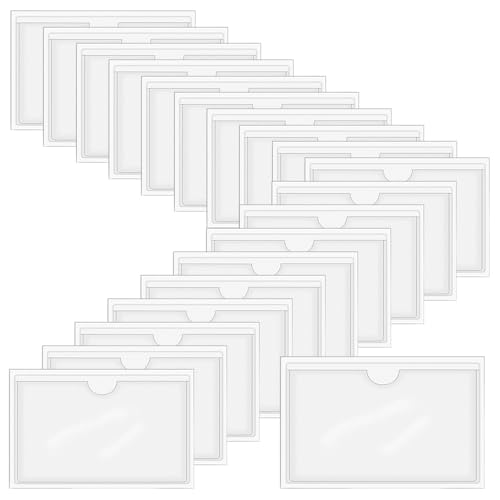 HLIWS Selbstklebetasche,20 Stück Horizontaler Transparent Kartenhülle,Etikettenhalter Selbstklebend,zum Schutz Ihrer Karten oder Fotos(Innere Größe:10.9 * 7.5cm) von HLIWS
