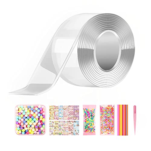 HLJS Nano Tape Bubbles Set, Bubble Tape, Doppelseitiges Nano Klebeband mit Pailletten, DIY Craft Creative Blow Bubbles, doppelseitiges Klebeband für handgefertigte (Transparent) von HLJS