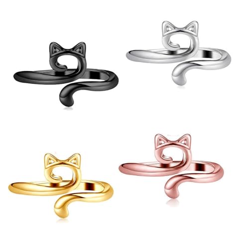 Häkelringe für Finger, verstellbare Metall-Häkelringe, niedliche Katze, mehrfarbig, gehäkelter Spannring, offener Häkel-Fingerring, für Bastelarbeiten, Pullover, Schal, Handwerk, Fingerhut Häkelringe für Finger, verstellbare Metall-Häkelringe, niedliche Katze, mehrfarbig, gehäkelter Spannring, offener Häkel-Fingerring, für Bastelarbeiten, Pullover, Schal, Handwerk, Fingerhut von HLMYER