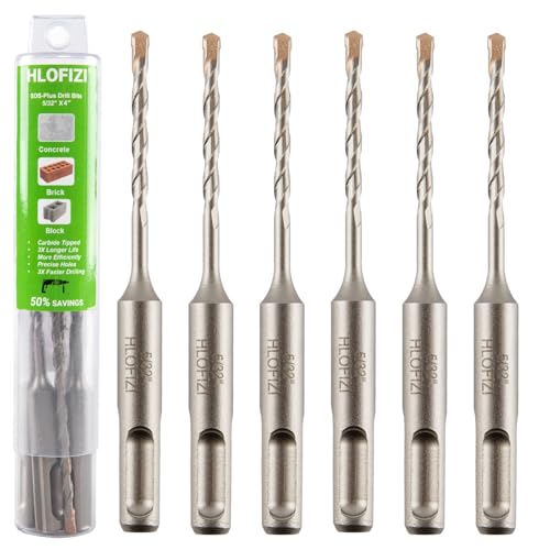 HLOFIZI 5/32 Zoll x 4 Zoll Steinbohrer 5/32 Zoll SDS Plus Hammer Betonbohrer für Block, Ziegel, Stein, 6 Stück HLOFIZI 5/32 Zoll x 4 Zoll Steinbohrer 5/32 Zoll SDS Plus Hammer Betonbohrer für Block, Ziegel, Stein, 6 Stück von HLOFIZI
