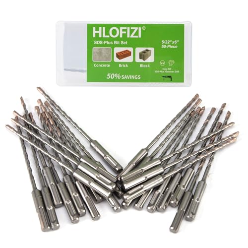 HLOFIZI 5/32 Zoll x 6 Zoll Steinbohrer 5/32 Zoll SDS Plus Hammer Betonbohrer für Block, Ziegel, Stein, 50 Stück HLOFIZI 5/32 Zoll x 6 Zoll Steinbohrer 5/32 Zoll SDS Plus Hammer Betonbohrer für Block, Ziegel, Stein, 50 Stück von HLOFIZI