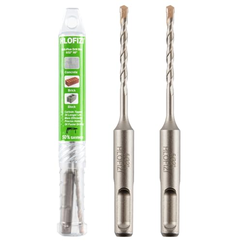 HLOFIZI 5/81.3 cm x 10.2 cm Steinbohrer 5/32 Zoll SDS Plus Hammer Betonbohrer für Block, Ziegel, Stein, 2 Stück von HLOFIZI
